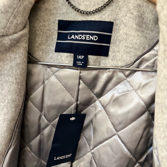 Lands’ End Women’s Insulated Wool Pea Coat | 14 Petites | Light Heather | $65 - Picture 4 of 9
